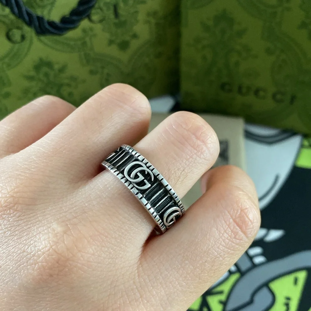 Gucci | Jewelry | Gucci Distressed Double G Logo Ring Sterling